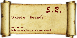 Spieler Rezső névjegykártya